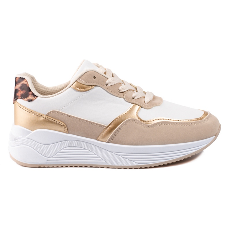 Chaussures de sport pour femmes Shelovet avec imprimé léopard sur le talon beige Chaussures de sport pour femmes Shelovet avec imprimé léopard sur le talon beige