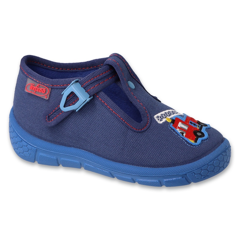Befado Children's Slippers Navy 540p001 Red Car bleu