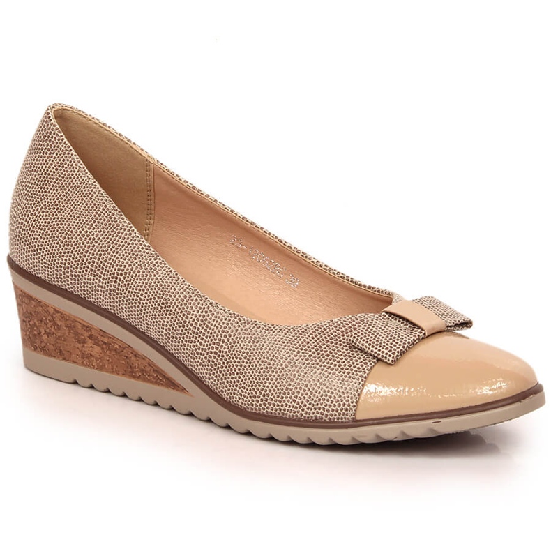 Escarpins compensés femme à nœud beige Potocki SZ12062 Escarpins compensés femme à nœud beige Potocki SZ12062