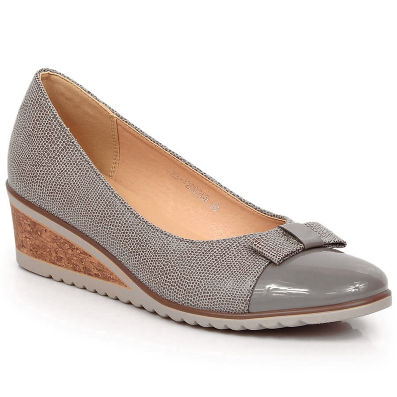 Escarpins compensés pour femme avec un noeud gris Potocki SZ12062