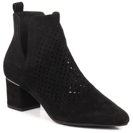 Bottines en daim ajouré noir pour femme Vinceza 10892