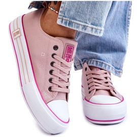Baskets à plateforme en tissu pour femmes Big Star LL274181 Rose Baskets à plateforme en tissu pour femmes Big Star LL274181 Rose