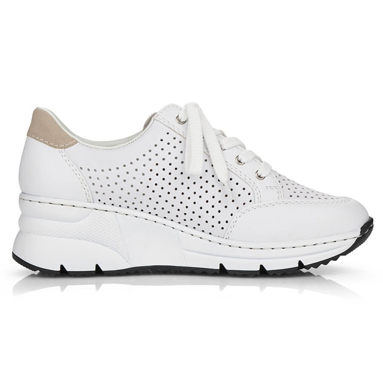 Rieker N6304-80 chaussures compensées en cuir blanc blanche