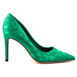 Escarpins femme Shelovet à motif léopard vert