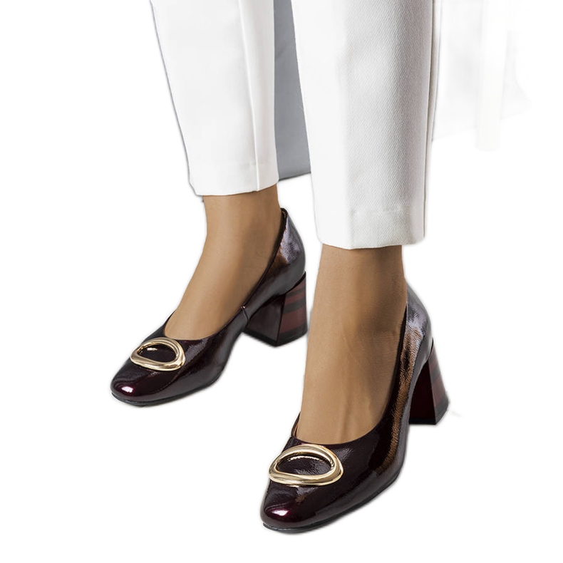 BM Escarpins en cuir verni bordeaux Kathleen rouge