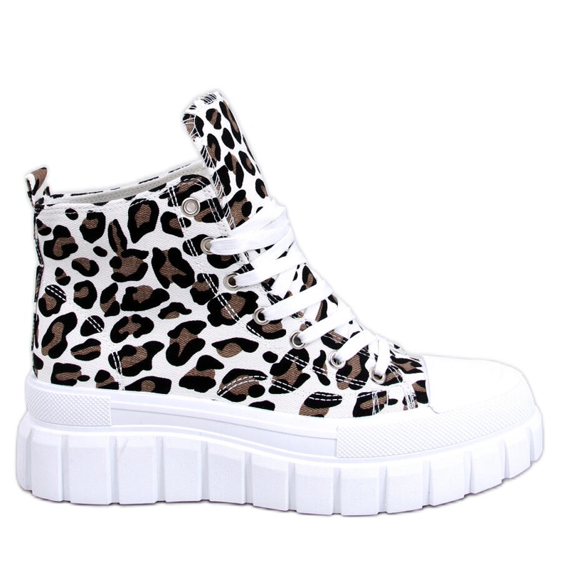 PA1 Baskets montantes léopard Lion Leopard beige blanche le noir