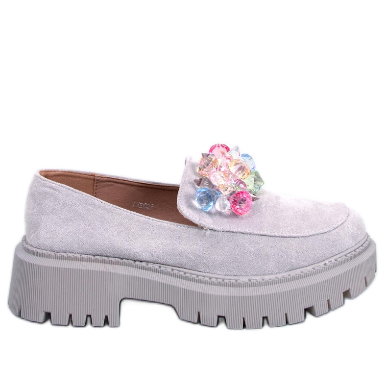 PA1 Stefani Grey mocassins plateforme à perles gris