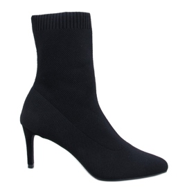 PA1 Donatella Bottes noires à talon chaussette le noir PA1 Donatella Bottes noires à talon chaussette le noir