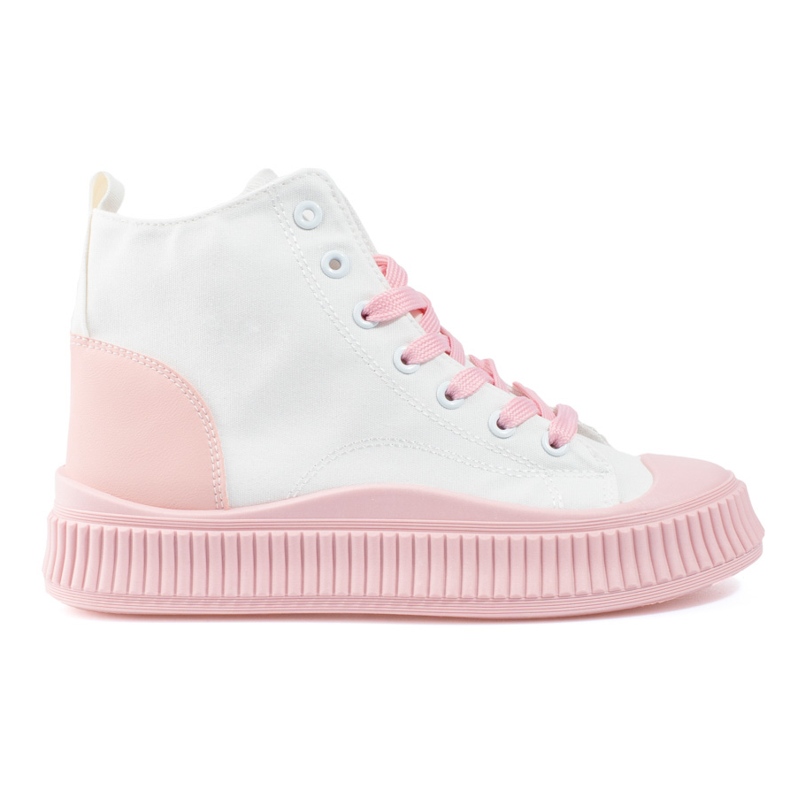 Baskets montantes femme Shelovet blanc et rose blanche