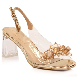 Sandales à talons dorées transparentes pour femmes D&amp;A MR-C1