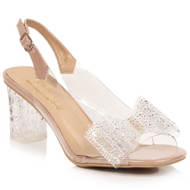Sandales transparentes pour femmes avec zircons roses D&A MR-K1 Sandales transparentes pour femmes avec zircons roses D&A MR-K1