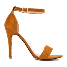 Sandales femme Shelovet moutarde sur épingle brun