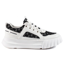 Chaussures de sport femme Shelovet blanches avec empiècements noirs