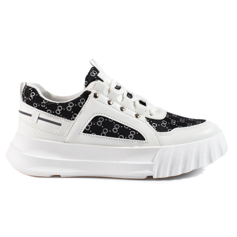 Chaussures de sport femme Shelovet blanches avec empiècements noirs le noir