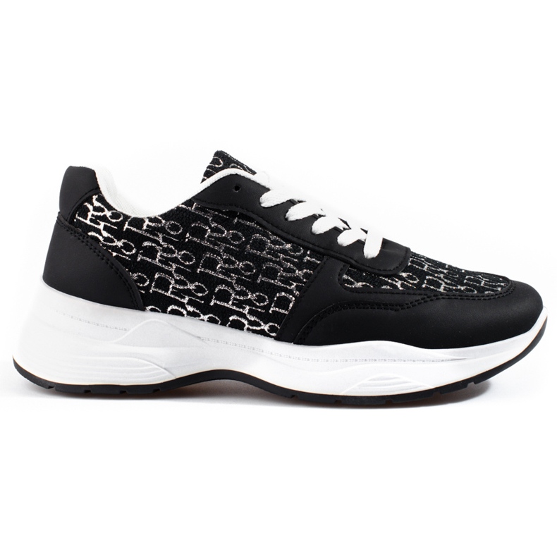 Chaussures de sport pour femmes Shelovet avec un motif noir brillant le noir