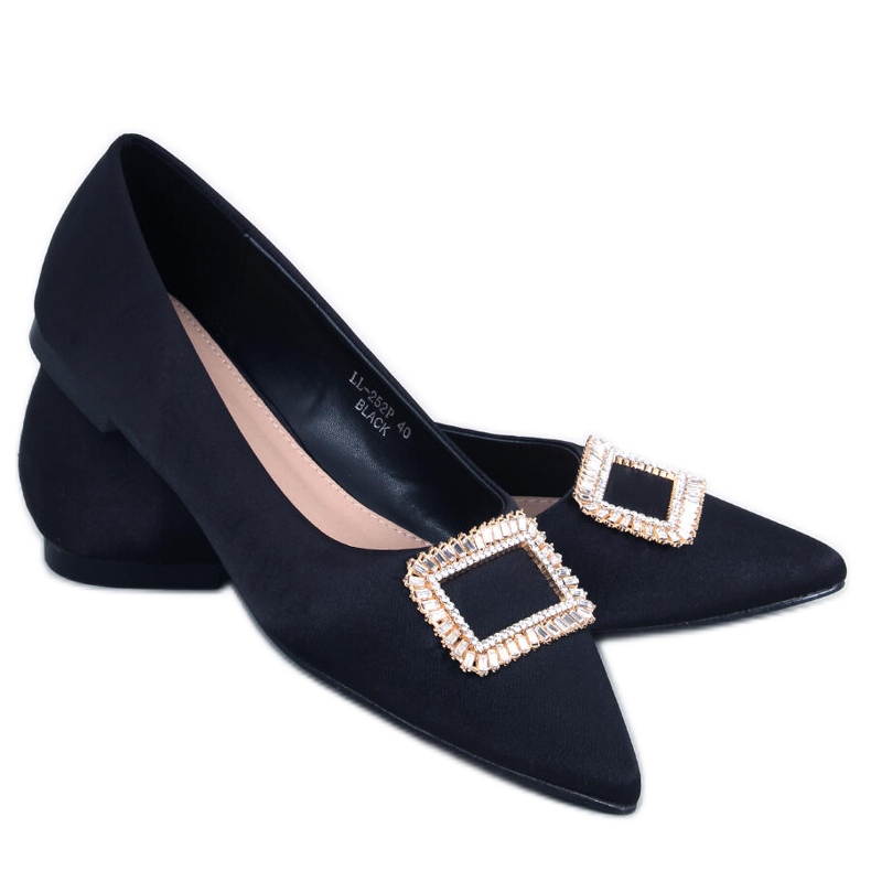 PA1 Ballerines élégantes avec pierres Lorella Black le noir