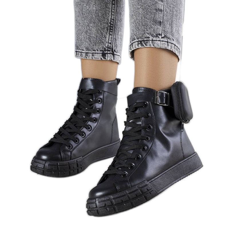 Bottines noires avec sachet Willie le noir