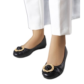 Ballerines noires à ornements dorés Antoinette
