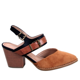 BM Escarpins à talon ouvert Chiatti Camel brun