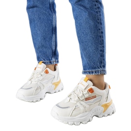 Baskets beige opale avec empiècements fluo
