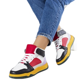 Baskets montantes noires et rouges Elizabeth blanche