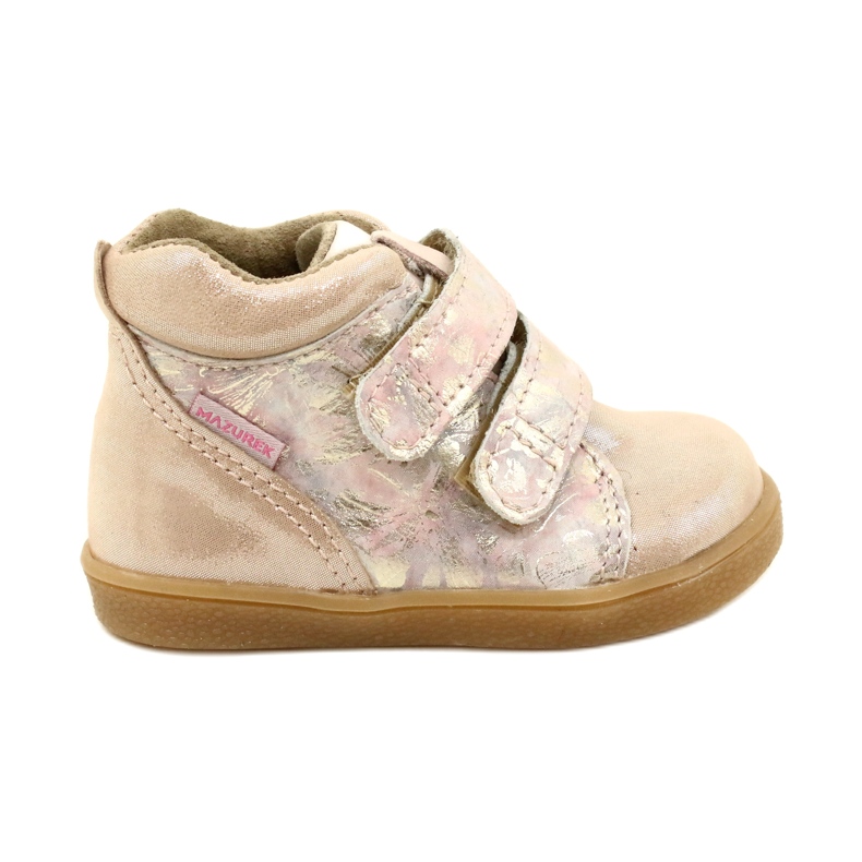 Mazurek Bottines Velcro 1302 Spring Flower Satin Doré beige