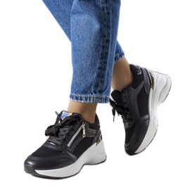 Baskets compensées noires Stacey