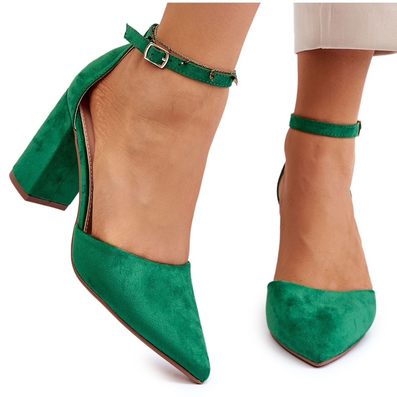 PS1 Escarpins Talon Daim Vert Lexie
