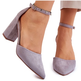 PS1 Escarpins Talon Daim Gris Lexie
