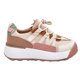 PS1 Baskets à plateforme en daim pour femmes Beige-Marron Rohan brun