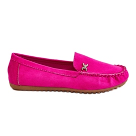 Mocassins Femme En Daim Avec Leah Fuchsia Embellissement rose
