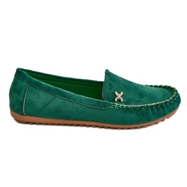 PS1 Mocassins Femme En Daim Avec Leah Vert Embellissement