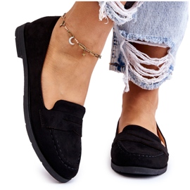 Mocassins confortables en daim pour femmes Noir Lucca