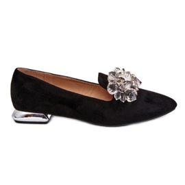 Mocassins ornés à talons plats pour femmes Noir Sloane