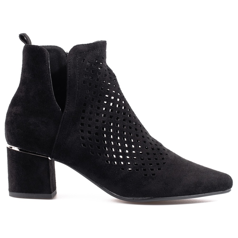 Bottes ajourées pour femmes sur un petit talon Vinceza noir le noir