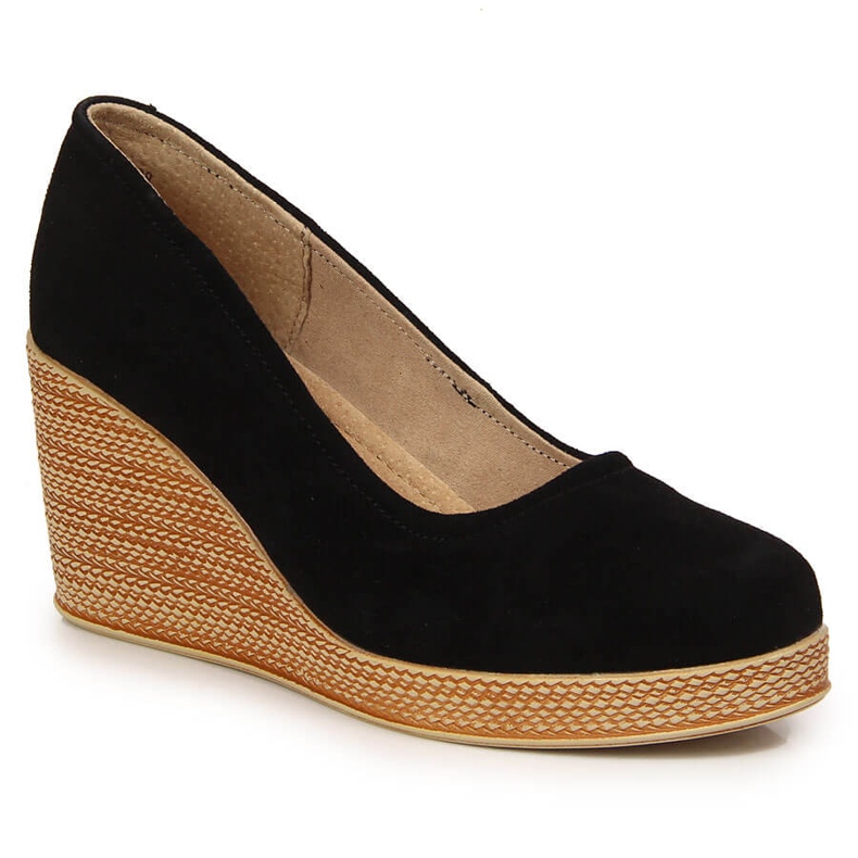 Escarpins compensés en cuir noir Suede Filippo DP3521 le noir