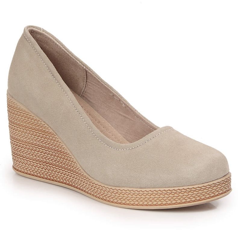 Escarpins compensés en cuir suédé beige Filippo DP3521 Escarpins compensés en cuir suédé beige Filippo DP3521