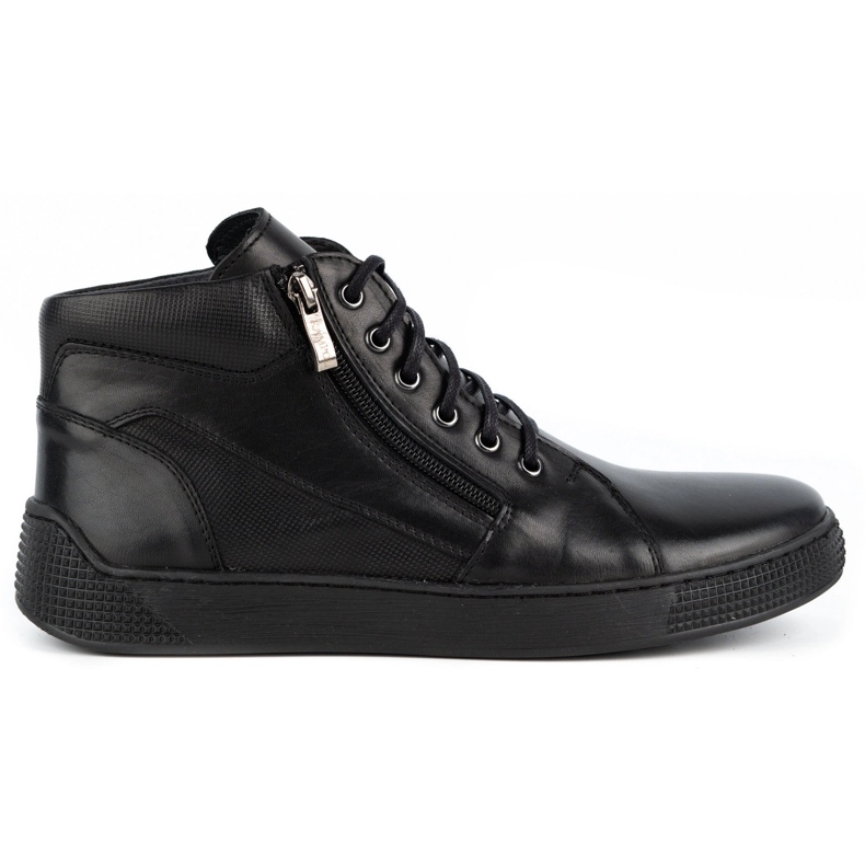 Kampol Baskets cuir homme 120SW noir le noir