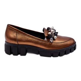 Mocassins Femme Sur La Plateforme Laura Messi 2392 Or Foncé doré