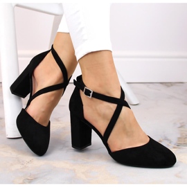 Sandales noires pour femmes sur le poteau Sergio Leone SK863