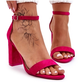PS1 Sandales à talons fuchsia en daim classiques d'Amina rose