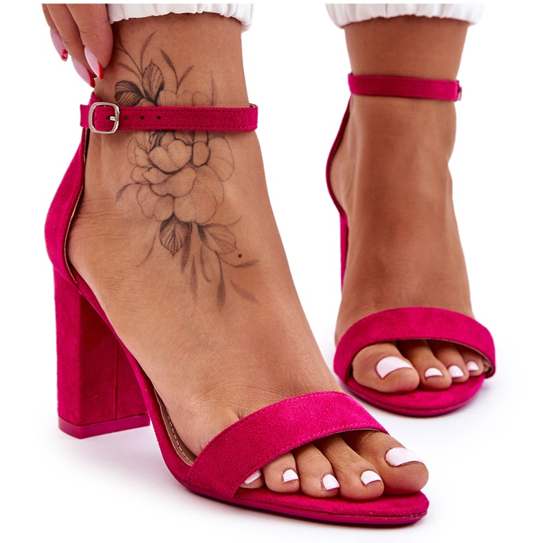 PS1 Sandales à talons fuchsia en daim classiques d'Amina rose