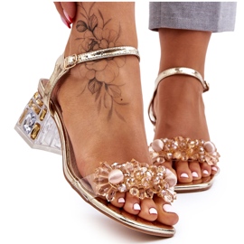 S.Barski Sandales dorées pour femmes à talons bas Gold Benicio