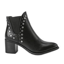 PA1 Bottines noires à talons avec strass Louisa le noir PA1 Bottines noires à talons avec strass Louisa le noir