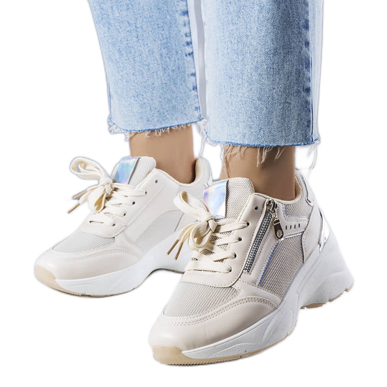 Baskets compensées beiges Stacey