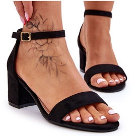 PS1 Sandales en daim noires à talons bas Quincy le noir
