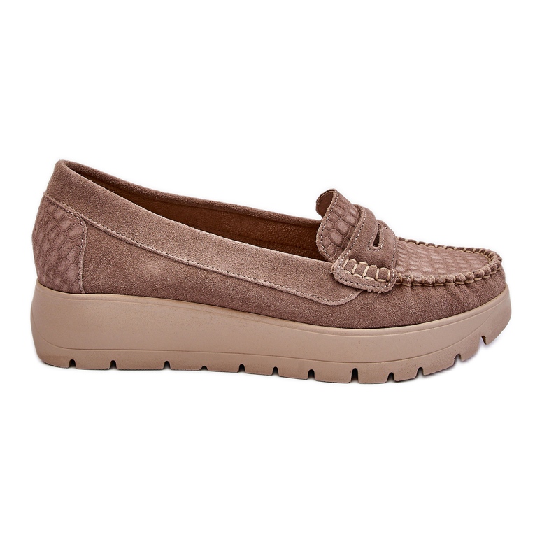Lemar Mocassins Plateforme Milana Suede Beige Foncé