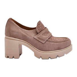 Lemar Escarpins Talon Chunky Et Plateforme Arabell En Daim Beige Foncé Lemar Escarpins Talon Chunky Et Plateforme Arabell En Daim Beige Foncé