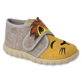 Befado Baby Baby Slippers Grey-Yellow 465p109 Lion Application jaune