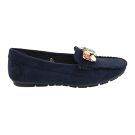 Evento Mocassins confortables en daim bleu marine avec pierres